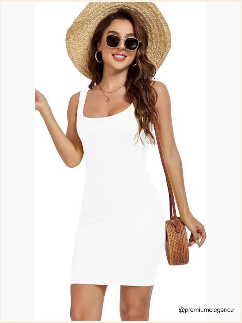 Summer Mini Dress Bodycon Square Neck Backless Sleeveless Cotton Slim Fit